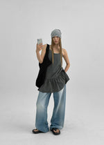 Load image into Gallery viewer, Korean Textured Cami Shift Dress in Grey
