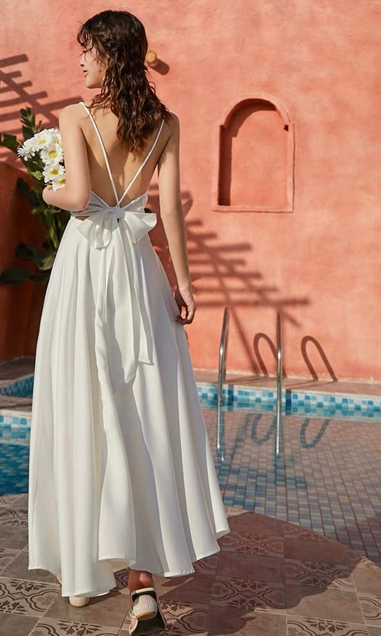 [Ready to Ship] Sandstone Tie Maxi Dress in White