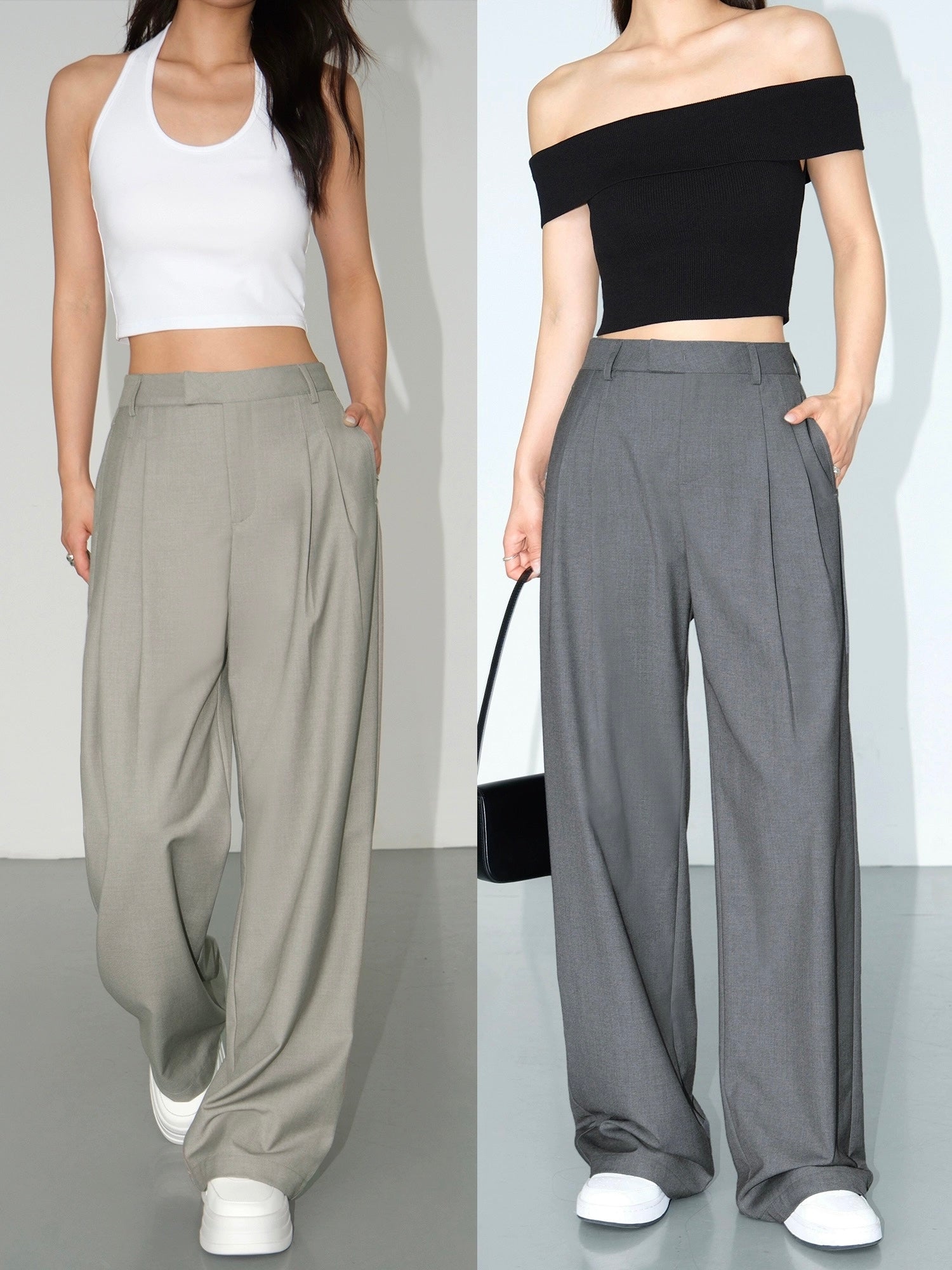 Tailored Hook Wide Leg Trousers [2 Colours]