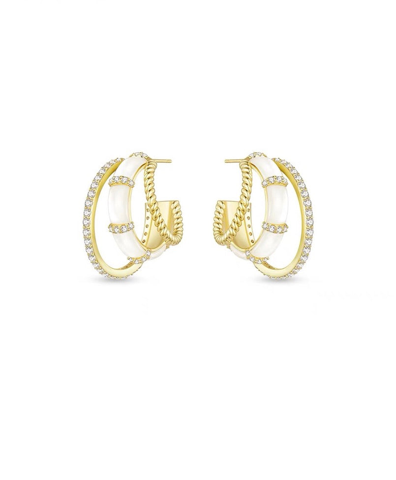 Trio Diamante Hoop Earrings