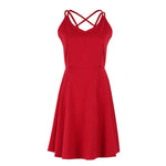 Load image into Gallery viewer, Criss Cross Back Skater Dress in Red
