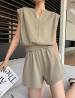 Load image into Gallery viewer, Relaxed Top + Shorts Set in Khaki
