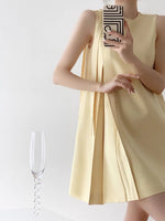 Load image into Gallery viewer, Long Bow Pleat Shift Dress in Yellow
