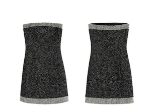 Tweed Bustier Sheath Dress in Grey