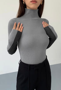 Duo Tone Turtleneck Top [2 Colours]