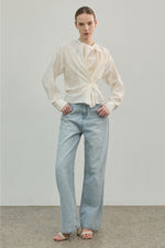 Load image into Gallery viewer, Korean Tie Denim Jeans in Blue
