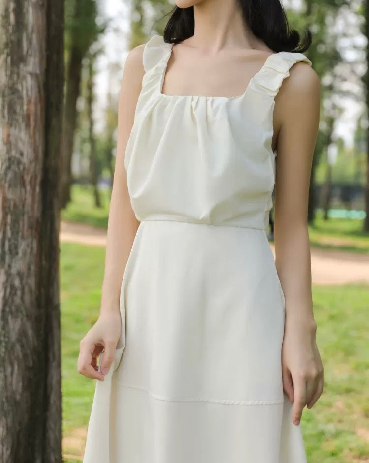 Gathered Sleeveless Pocket Dress [2 Colours]