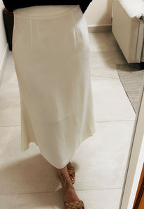 Korean Satin Slip Skirt in Off White