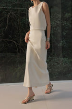 Load image into Gallery viewer, Sleeveless Line Dress in Cream
