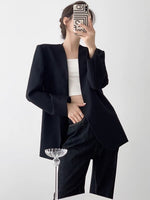 Load image into Gallery viewer, Classic Lapelless Blazer in Black
