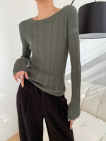 Load image into Gallery viewer, Long Sleeve Ribbed Top in Grey Green
