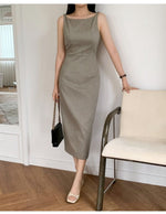 Load image into Gallery viewer, Korean Tencel Blend Twist Strap Sheath Dress [2 Colours]
