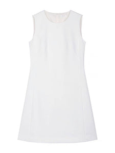 [Ready Stock] Classic Sleeveless Pocket Shift Dress in White