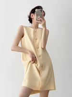 Load image into Gallery viewer, Contrast Button Shift Dress in Yellow
