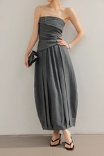 Load image into Gallery viewer, Bustier Top // Pocket Skirt Set in Grey

