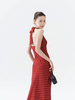 Load image into Gallery viewer, Polka Dot Halter Maxi Dress in Red
