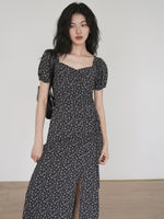 Load image into Gallery viewer, Floral Slit Maxi Dress in Black
