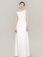 Load image into Gallery viewer, Asymmetric Shoulder Gown in White
