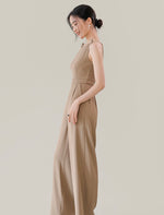 Load image into Gallery viewer, Ribbon Maxi Pocket Jumpsuit in Brown
