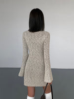 Load image into Gallery viewer, Melange Knitted Mini Dress in Greige
