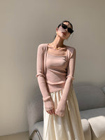 Load image into Gallery viewer, Knitted Cami + Cardigan Set in Pink
