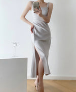 Load image into Gallery viewer, Square Neck Sheen Midi Dress [2 Colours]
