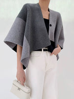 Load image into Gallery viewer, Poncho Button Cardigan in Grey

