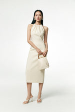 Load image into Gallery viewer, Halter Midi Shift Dress in Cream
