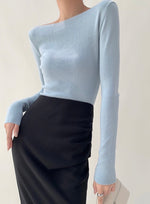 Load image into Gallery viewer, Knitted 2-Way Long Sleeve Top in Blue
