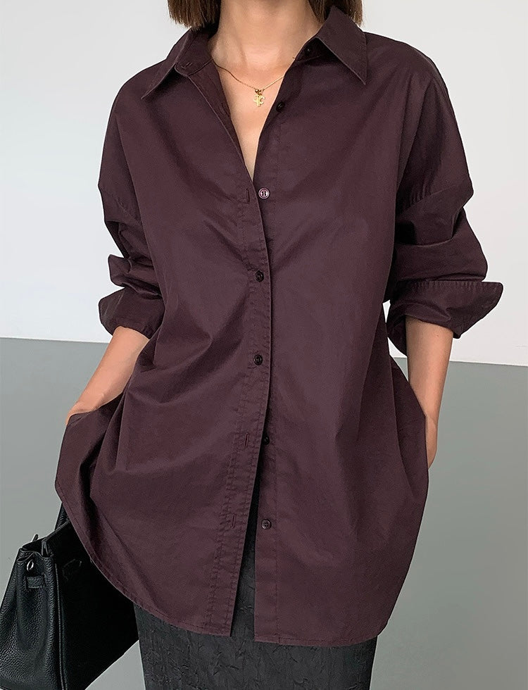 Classic Oversized Dress Shirt in Burgundy