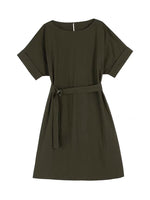Load image into Gallery viewer, 2-Way Crepe Pocket Shift Dress in Olive
