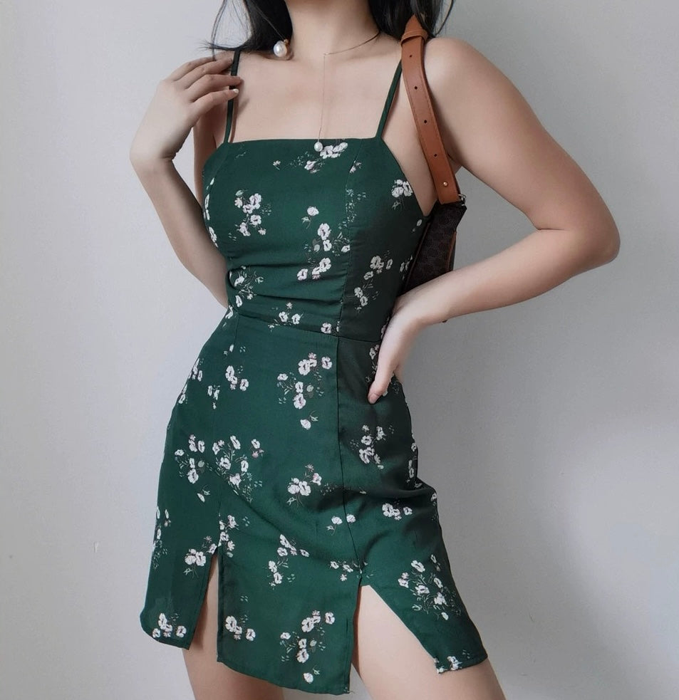 Castleton Floral Mini Dress in Green