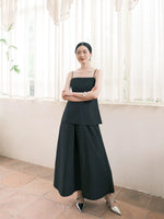 Load image into Gallery viewer, Peplum Camisole + Maxi Skirt Set in Black
