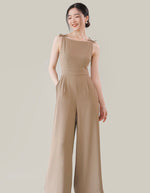 Load image into Gallery viewer, Ribbon Maxi Pocket Jumpsuit in Brown
