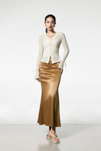 Mermaid Maxi Slip Skirt in Gold