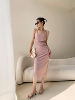 Load image into Gallery viewer, Square Neck Midi Shift Dress in Pink
