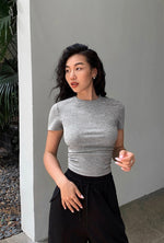 Load image into Gallery viewer, Cropped Shirring Tee in Grey
