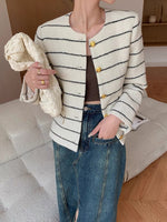 Load image into Gallery viewer, Striped Tweed Jacket in Cream
