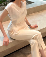 Load image into Gallery viewer, Korean Tencel Blend Wrap Tie Blouse [2 Colours]
