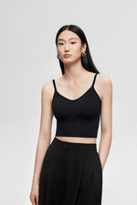 Load image into Gallery viewer, Shelf Bra Cropped Cami Top in Black

