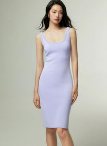 Fine Knit Sleeveless Dress in Purple