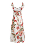 Load image into Gallery viewer, Olivia Floral Tie Strap Dress in White/Red
