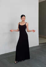 Load image into Gallery viewer, Stretch Cami Maxi Flare Dress in Black
