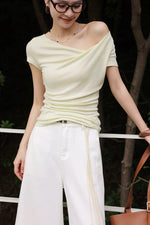 Load image into Gallery viewer, Tencel Blend Asymmetric Gathered Top [4 Colours]
