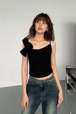 Load image into Gallery viewer, Asymmetric Bow Cropped Camisole in Black
