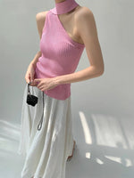 Load image into Gallery viewer, Asymmetric Ribbed Drape Top in Pink
