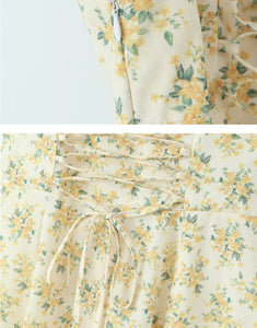 Ella Sweetheart Floral Dress in Yellow