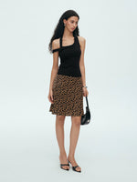 Load image into Gallery viewer, Leopard Print Mid Slip Skirt in Brown
