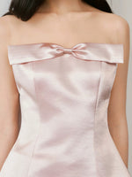 Load image into Gallery viewer, Satin Bow Bustier Peplum Top in Pink

