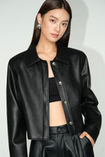 Load image into Gallery viewer, Faux Leather Cropped Jacket [2 Colours]
